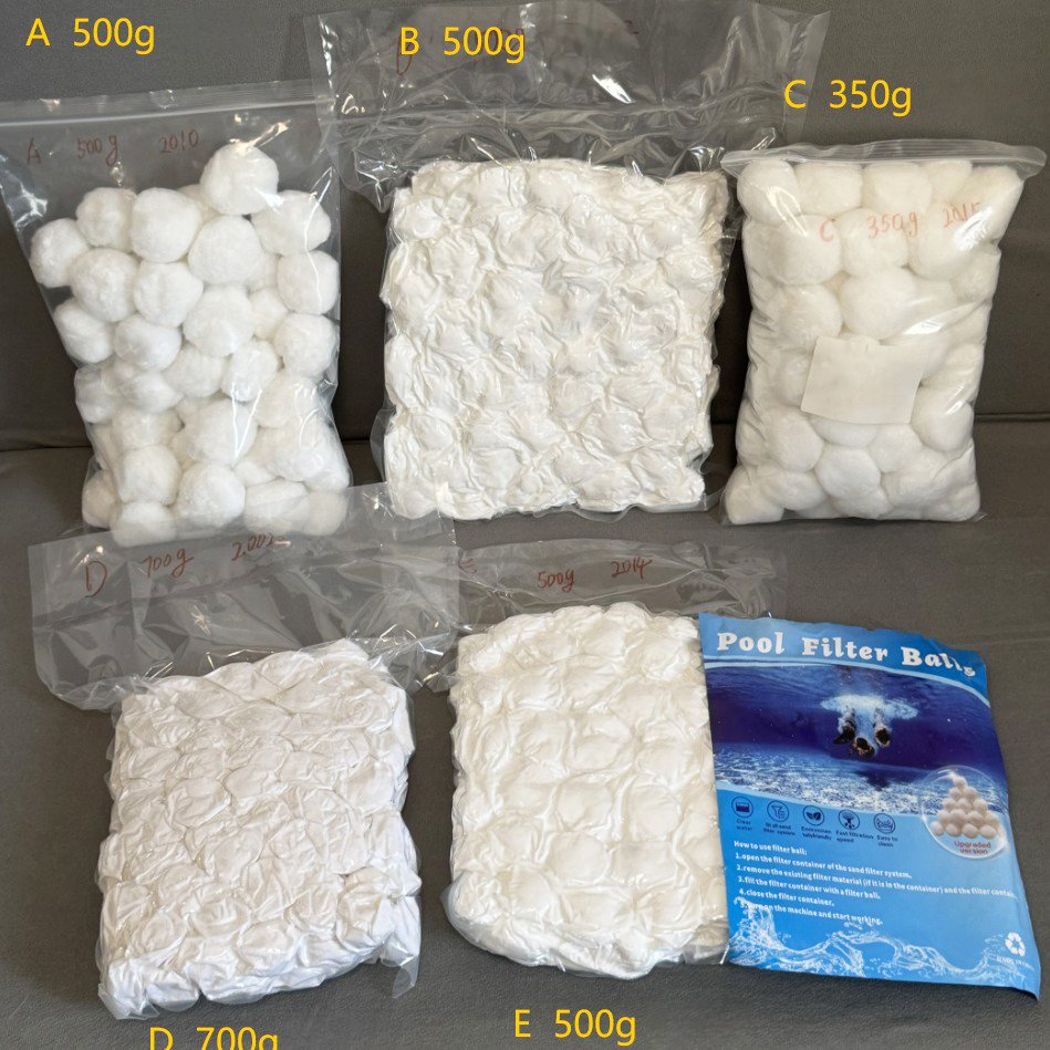 Comparison of five polyester fiber ball samples for water filtration