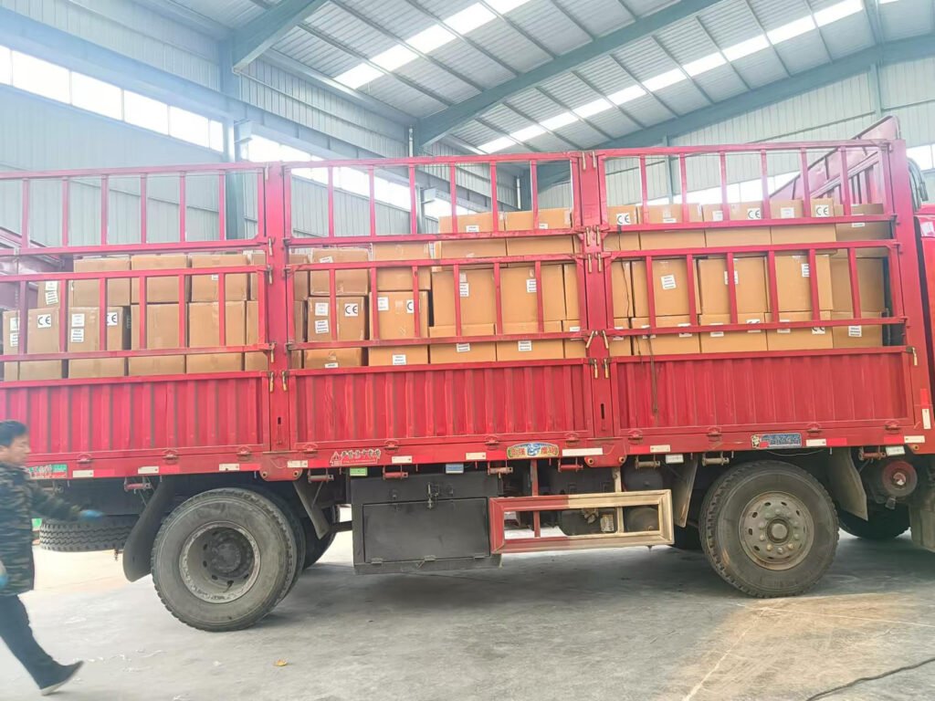 Polyester Fiber Balls Loaded on Truck for Shipment Shipping process for final product delivery