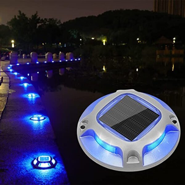 Blue solar led pavement marker walkway