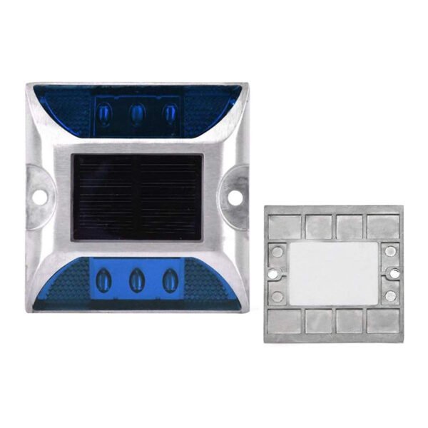 Blue reflective solar pavement marker