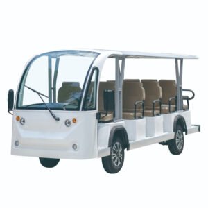 Electric 14-Seater Sightseeing Car with modern design, left front view on white background