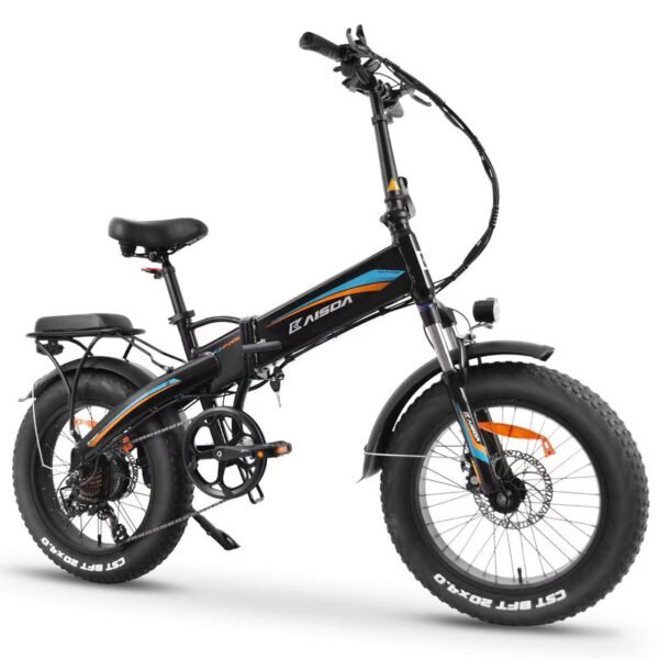 Blue-Black Foldable E-bike 750W front view