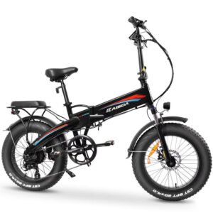 Red-Black Foldable E-bike 750W front view