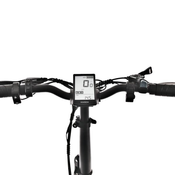 LCD display with speed, mileage, and battery info on Foldable E-bike