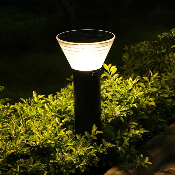 30cm Solar Lawn Light illuminating garden with warm light