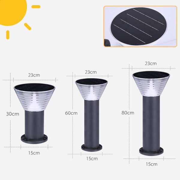 Solar Lawn Light size chart and monocrystalline silicon panel