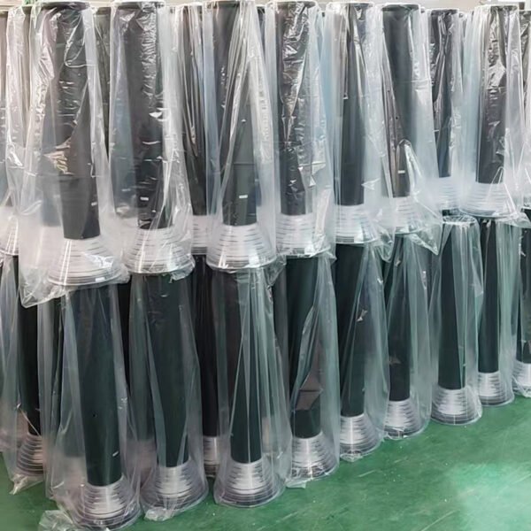 Solar Lawn Lights lined up for final assembly with protective film