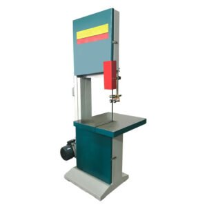 Vertical woodworking band saw with cast iron table and precise cutting components