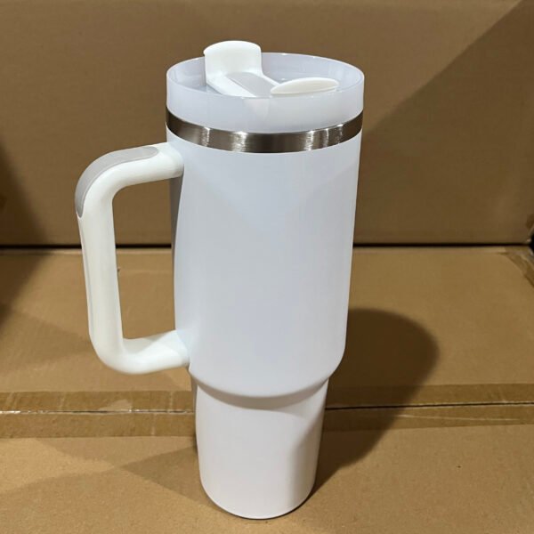 40oz White Handle Thermos Cup with leak-proof lid