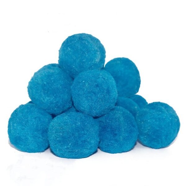 Blue polyester fiber filter balls stack for high-efficiency swimming pool filtration