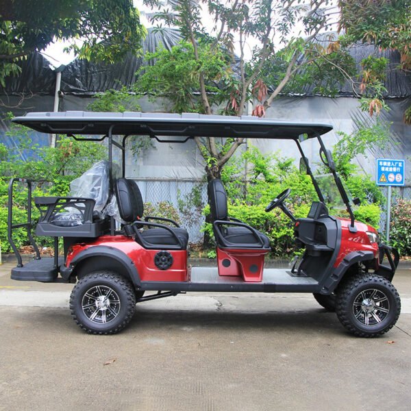 6-passenger group transport golf cart with seatbelts and ergonomic seating