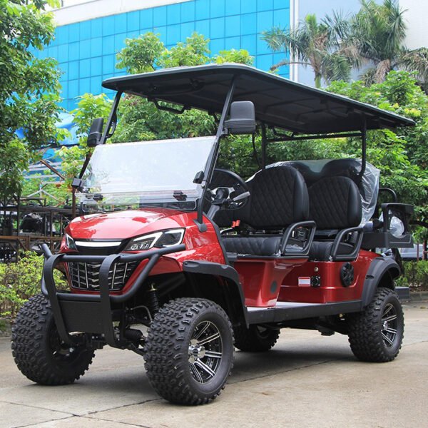 Luxury electric golf cart with 6 seats, premium comfort, and eco-friendly power