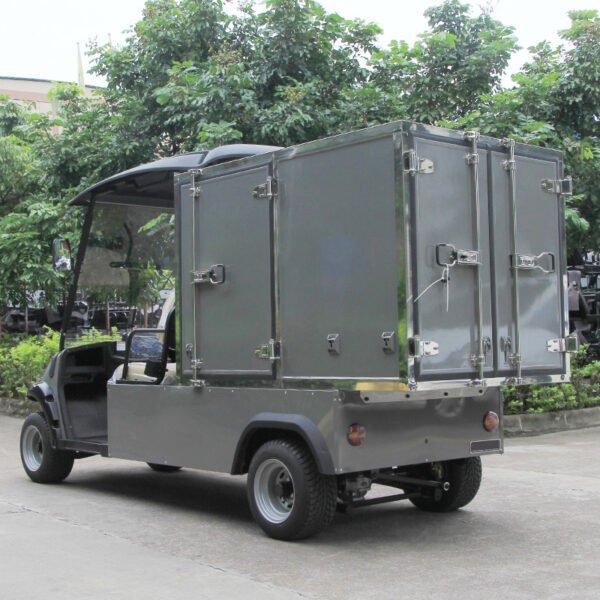 Rear View of Eco-Friendly Enclosed Electric Cargo Van for Safe Goods Transport
