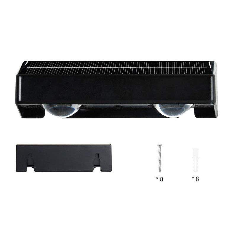 RGB solar fence light with mounting back plate screws and wall plugs included in the package