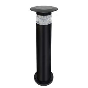 Black solar garden light with durable aluminum body and LED illumination