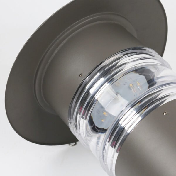 Close-up of solar panel and LED beads on a solar garden light