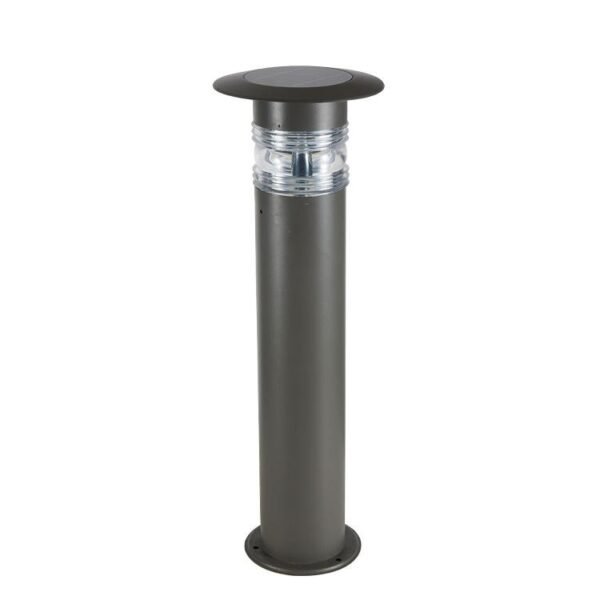 Grey solar garden light with aluminum body and LED illumination