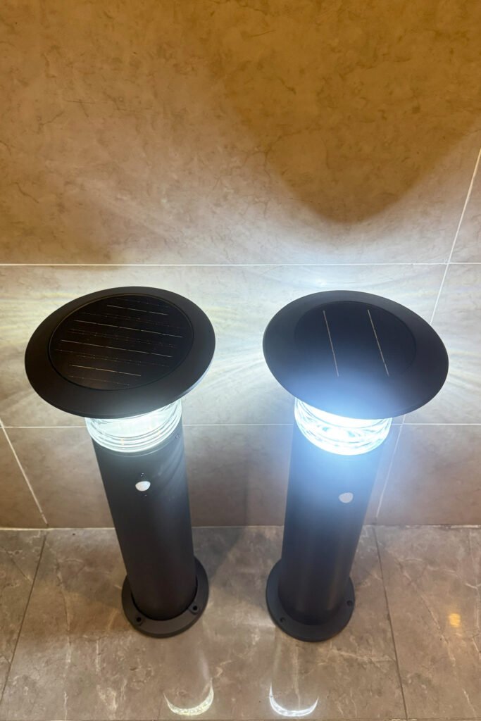 Top View of waterproof solar lights Illuminating a Hallway Top view of waterproof solar lights illuminating hallway