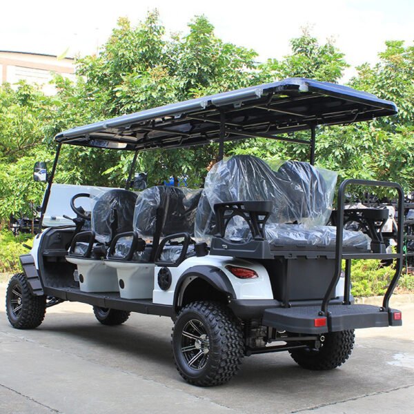 Rear View of 8-Seater Electric Golf Cart - White