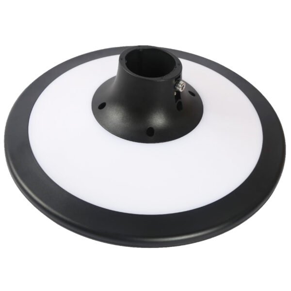 Round lens bottom view of solar LED area light