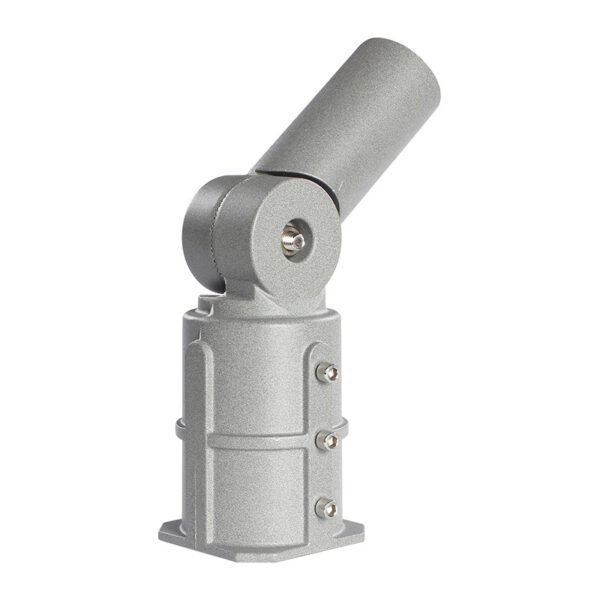 Aluminium 80mm to 60mm adjustable swivel pole adapter showing folded angle side view