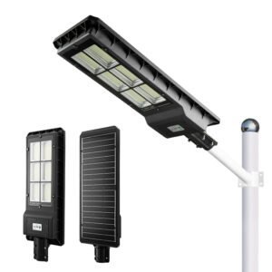 Solar street light mounted on pole