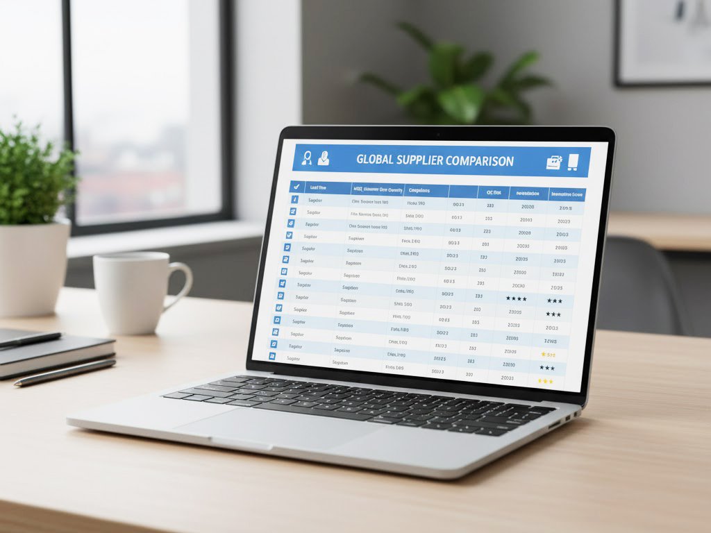 Supplier comparison table during sourcing stage, showing JXNUO’s multi-supplier screening process.
