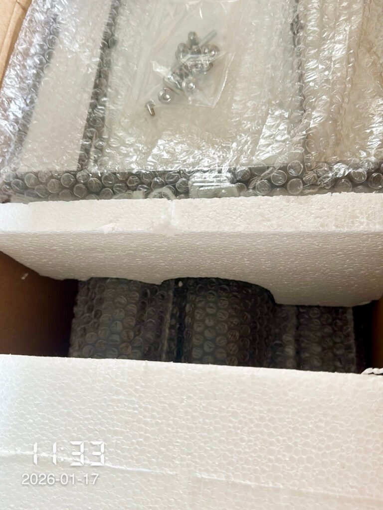 Foam packaging matching street light pole curvature