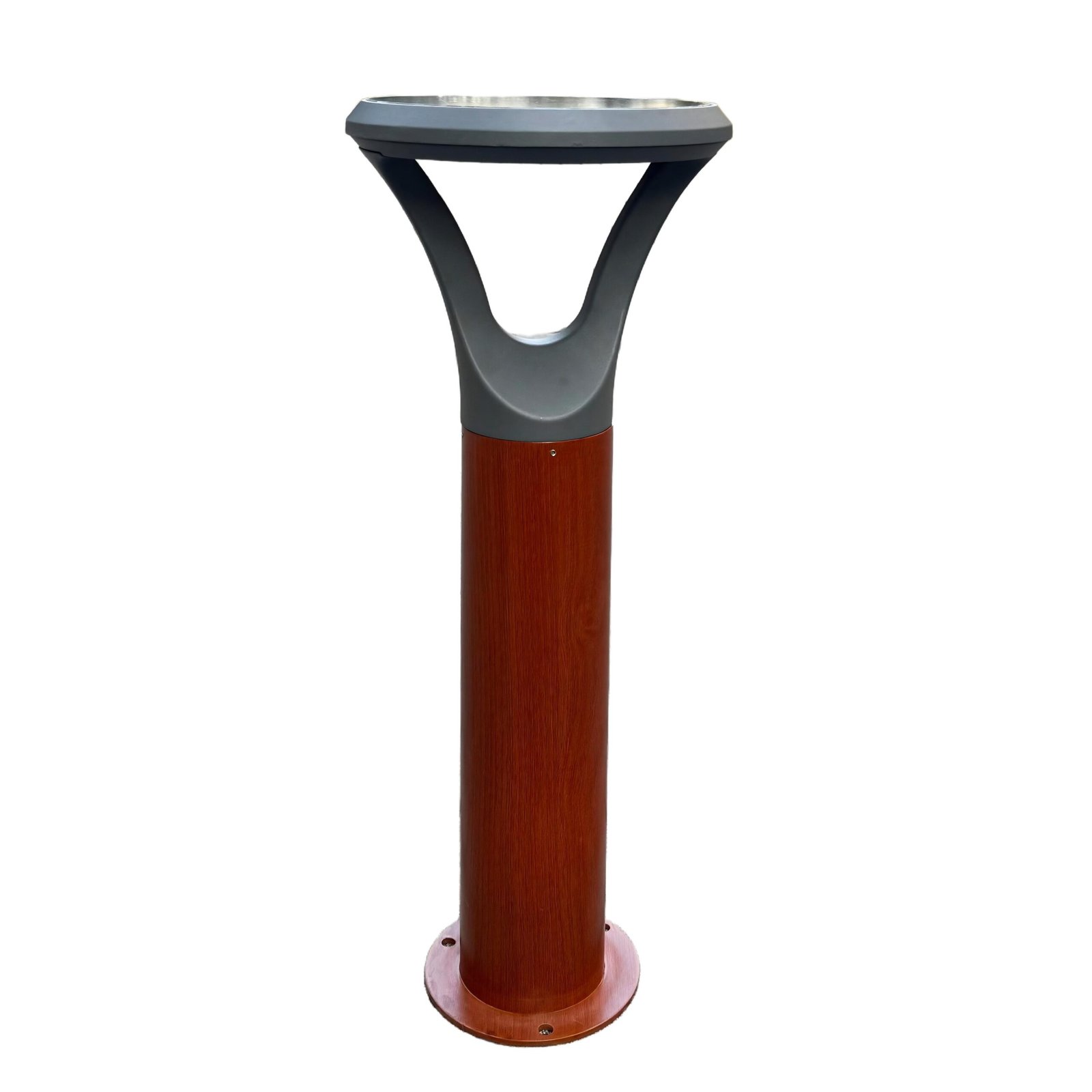 dual color solar bollard light front view for pathway and garden lighting