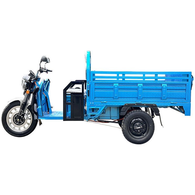 Full side view of electric cargo tricycle for local delivery