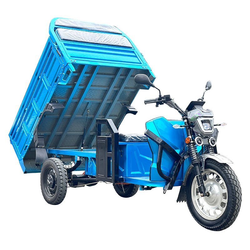 Electric cargo tricycle with tipping cargo box for unloading