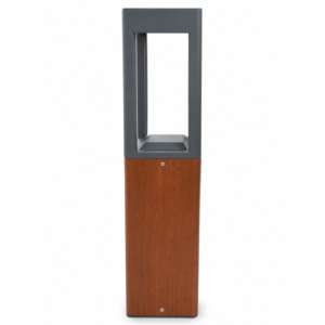 10W open-frame LED bollard light with IP65 aluminium housing and wood-effect finish